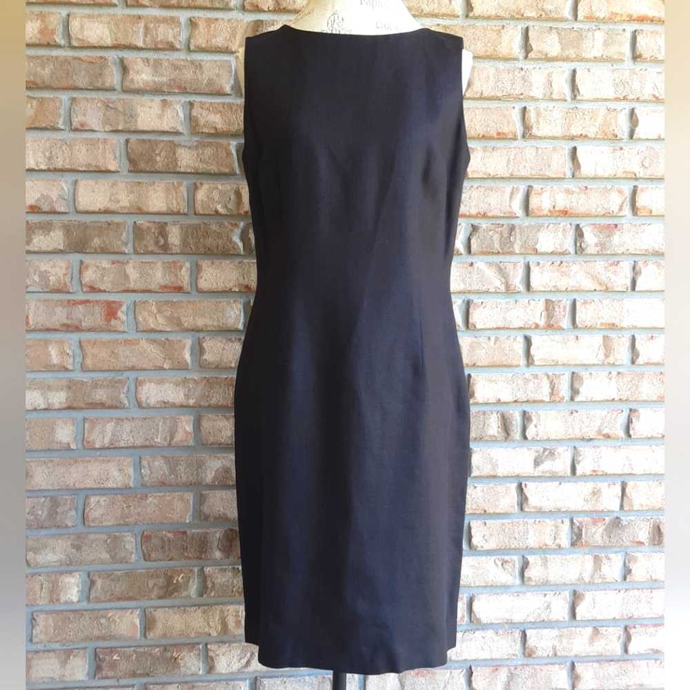 Talbots Black 100% Irish Linen Sleeveless Dress. Size 10.